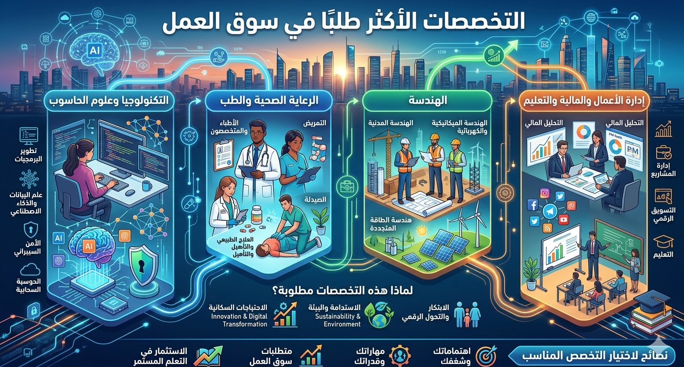أفضل التخصصات المطلوبة في اليمن والخليج لسوق العمل 2027